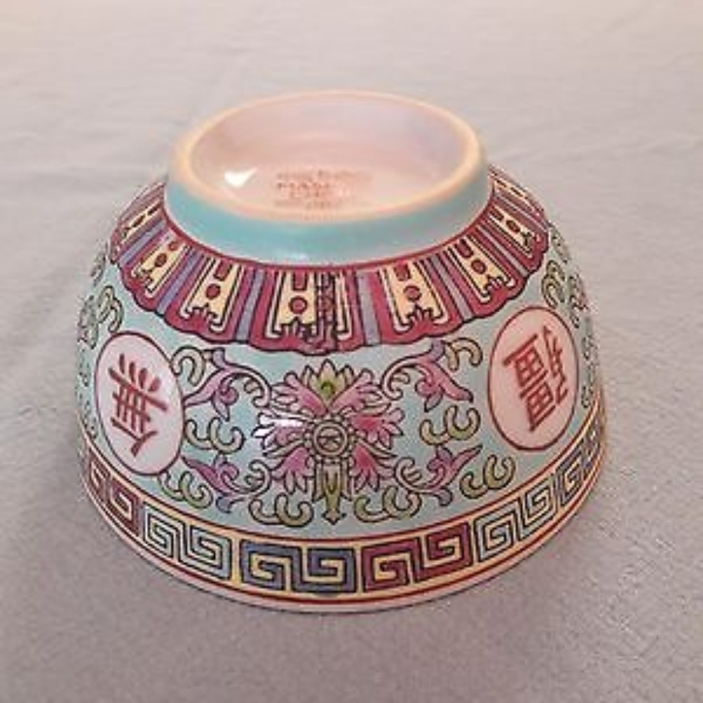 Asian bowl familie verte green rose white mark.